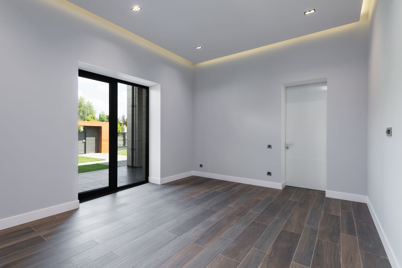 Glazed garden doors in a contemporary interior