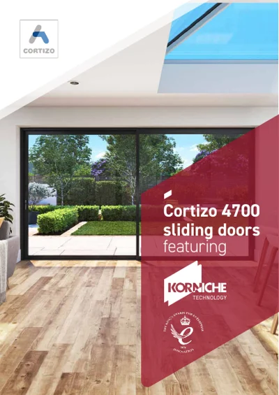 Cortizo 4700 sliding doors with Korniche technology official brochure cover